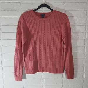 IZOD women's salmon/ pink cable knit sweater